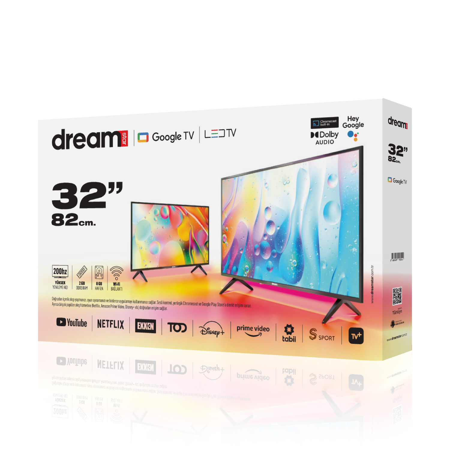 DREAMSTAR - 32’’ 82 cm Ekran Google TV FRAMELESS Full HD Uydu Alıcılı