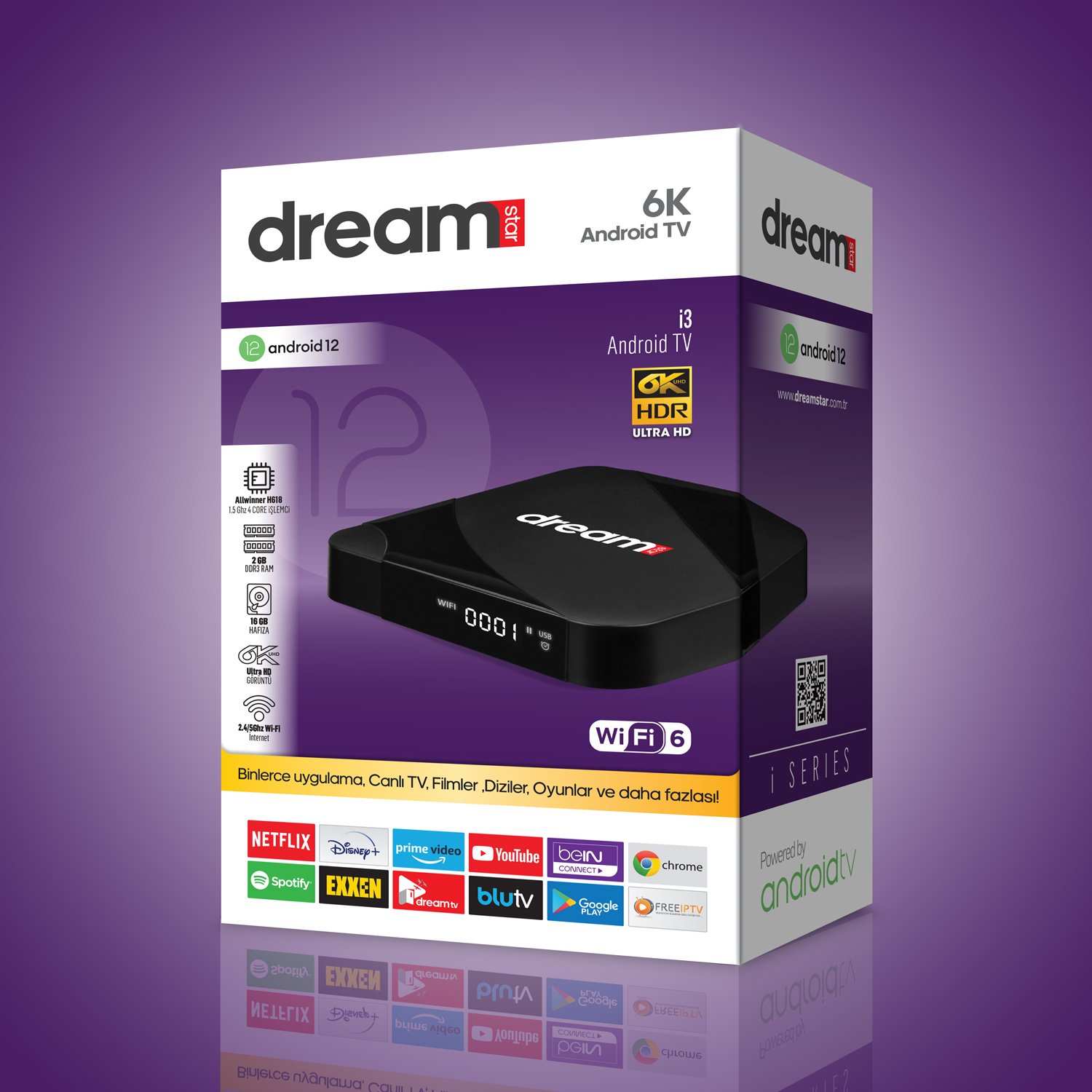 DREAMSTAR İ3 2GB RAM 16GB HAFIZA 6K ANDROİD TV BOX