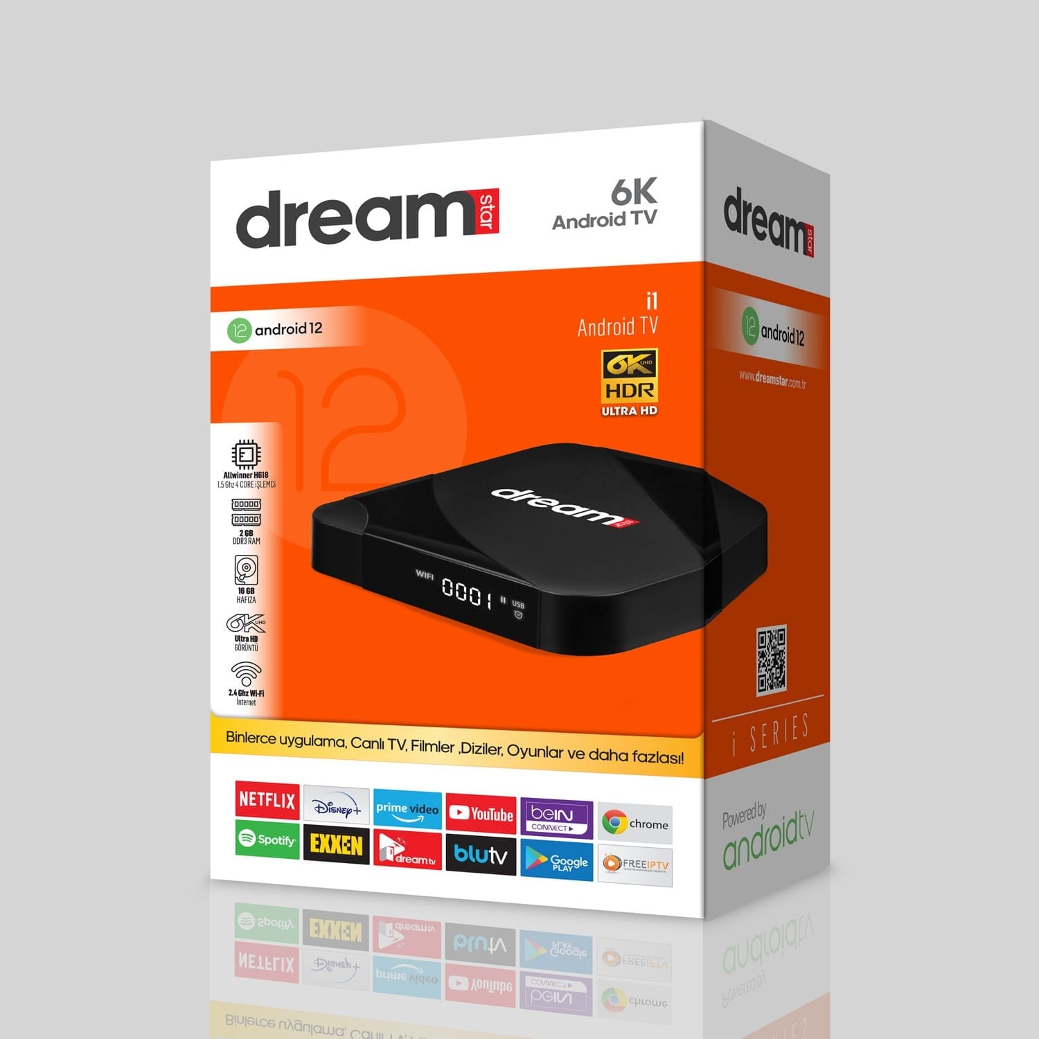 DREAMSTAR İ1  Tv Box 2gb Ram 16GB Hafıza Android 12